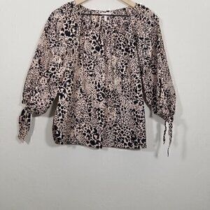 Rebecca Taylor Animal Print Top Blouse Size S